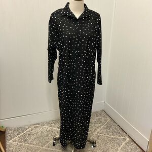 Vintage California Looks Women's Size 10 Black White Button Down Maxi Dress
